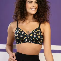 Clovia Black Floral Print Full Coverage Bra image 3