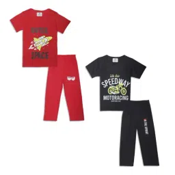 Vimal Jonney Kids Red & Black Printed T-Shirt Set-picture-10