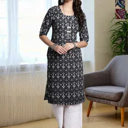 HERE&NOW Women Pack of 3 Ethnic Motifs Printed Daily Straight Kurtas-picture-26