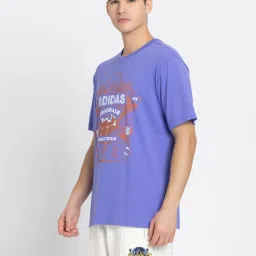 Adidas Blue 100% Cotton Regular Printed  T-Shirt image 3