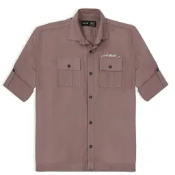 Cavio Boys Dusty Pink Solid Full Sleeves Shirt-image-84