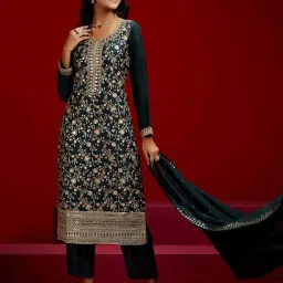 Libas Art Green Embroidered Kurta Pant Set With Dupatta-image-28