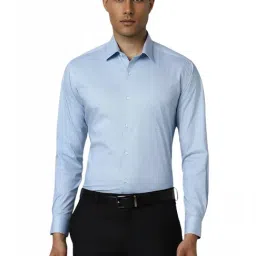 Van Heusen Blue Cotton Regular Fit Checks Shirt-picture-37