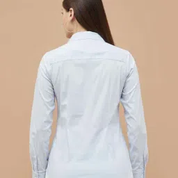 Code By Lifestyle Light Blue Cotton Regular Fit Shirt image 2