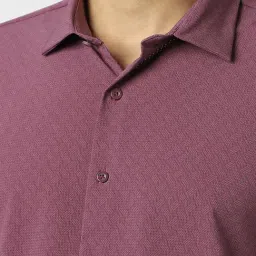 Van Heusen Maroon Slim Fit Geometric Formal Shirt image 5