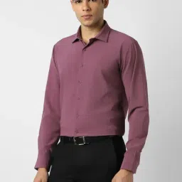 Van Heusen Maroon Slim Fit Geometric Formal Shirt image 3