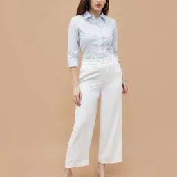 Code By Lifestyle Light Blue Cotton Regular Fit Shirt image 4