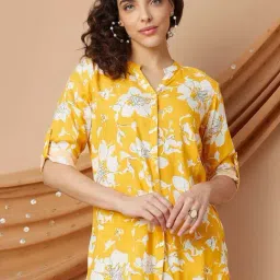 Melange By Lifestyle Mustard Regular Fit Printed Tunic-picture-43