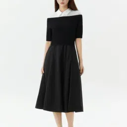 Roem Black Regular Fit Knit Matching Long Dress-picture-34