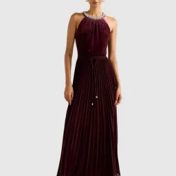 forever new Gwen Petite Halter Neck Pleat Midi Dress-picture-41