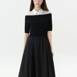 Roem Black Regular Fit Knit Matching Long Dress image 4