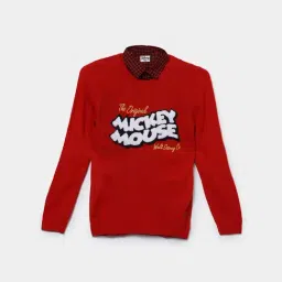Fame Forever by Lifestyle Kids Red Cotton Printed Full Sleeves Sweater-picture-29