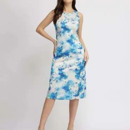 Fablestreet White Regular Fit Floral Print Dress-picture-44