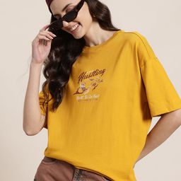 HERE&NOW Pure Cotton Typography Printed T-shirt-picture-25