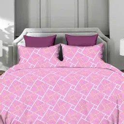 Ariana  Sardinia Pink Cotton Floral Cotton Bed Sheet-image-74