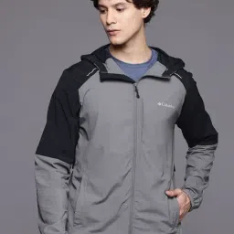 Columbia Black Regular Fit Colour Block Sports Hoodie-image-28