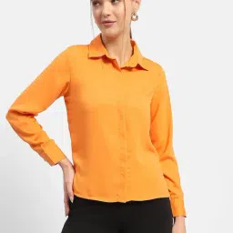 MADAME Orange Regular Fit Shirt-image-15