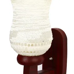 1ST TIME White & Off White Textured Wood Contemporary Frustum Shaped Wall Lamp image 2