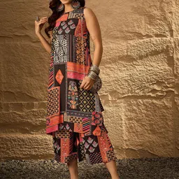InWeave Ethnic Motifs Printed A Line Kurta With Palazzos image 2