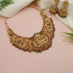 SGA FASHION Gold-Plated AD Studded & Beaded Jewellery Set-picture-20