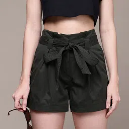 The Roadster Lifestyle Co. Women Shorts with Tie-Up Belt-image-69