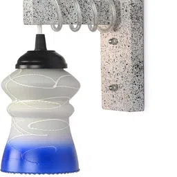 1ST TIME Blue & White Textured Wood Contemporary Abstract Shaped Shaped Wall Lamp-picture-19