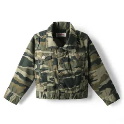 Babyhug Woven Full Sleeves Cotton Lycra Denim Jacket With Camouflage Print - Multicolor-picture-31