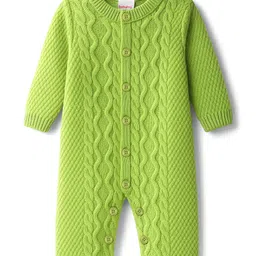 Babyhug Knit Full Sleeves Winter Wear Romper With Cable Knit Design - Green-picture-31