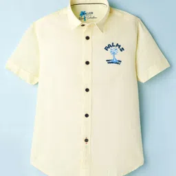 Junior Killer Half Sleeves Palm Tree Printed Slim Fit Shirt - Yellow-picture-24