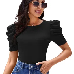 SHOPONBIT Women Textured Round Neck Top-image-62