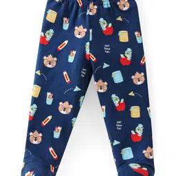 Babyhug Cotton Footed Bootie Leggings Striped & Bear Print Pack of 3 - Blue & Orange image 2