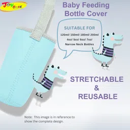 Joy Buzz Adjustable Reusable Baby Feeding Bottle Cover Sleeves Suitable For 120ml 150ml 180ml 200 ml Slim Neck Feeding Milk/Water Glass Feeder Bottles-(Pack of 2)-Red, Sky-blue image 2