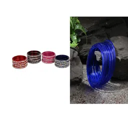 SOMIL Set Of 28 Artificial Stones Studded Glass Bangles-picture-21