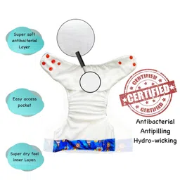 Dumbledo Free Size Cloth Diaper with Hemp & Cotton Pad/Insert - Leak-Proof, Stylish, Superior Absorbency - Adjustable For 3 Months to 3 Years, Pack of 4 image 3