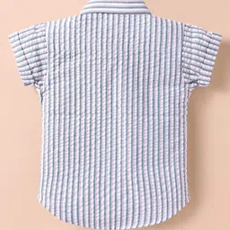 Dapper Dudes Half Sleeves Striped Shirt & Shorts With Bow & Suspender - Grey image 3