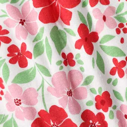 Babyhug Cotton Knit Sleeveless Jumpsuit With Floral Print & Bow Applique - White image 4