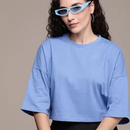 The Roadster Life Co. Solid Drop-Shoulder Sleeves Casual T-shirt-image-4