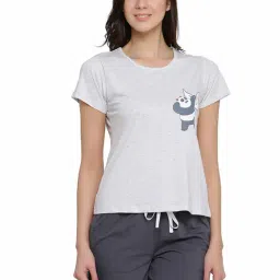 Clovia Grey Printed Top & Shorts Set-image-49