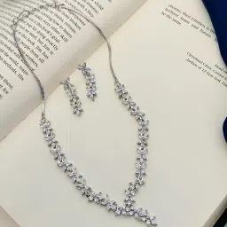 Abdesigns Stunnig Silver Plated American Diamond Necklace image 3