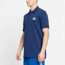 Adidas Navy Regular Fit Logo Printed Sports Polo image 3