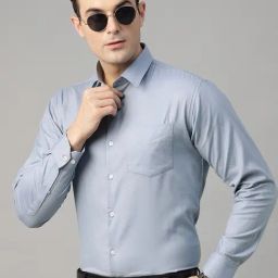 Hancock Bluish Grey Cotton Slim Fit Shirt-picture-35