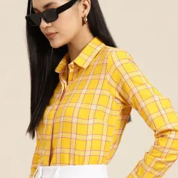 Hancock Yellow Cotton Checks Shirt image 3