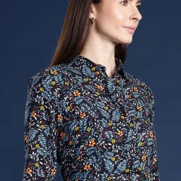 Hancock Black & Grey Viscose Floral Print Shirt image 3