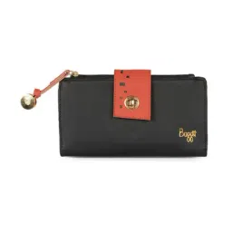 Baggit Black Textured Small Tri-Fold Wallet for Women-image-8