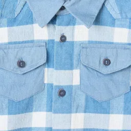 Blue Giraffe Boys White Cotton Checked Shirt image 3
