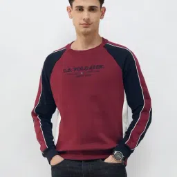 U.S. Polo Assn. Red Cotton Regular Fit Colour Block Sweatshirt image 4