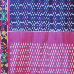 Unnati Silks Blue & Pink Printed Saree With Unstitched Blouse image 3