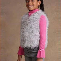 One Friday Kids Grey Textured Regular Fit Shrug image 3