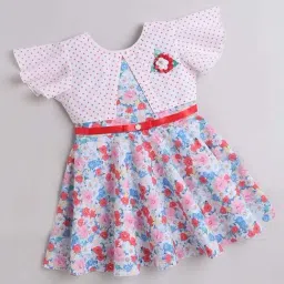 The Magic Wand Kids Pink & Blue Floral Print Dress Set-picture-10