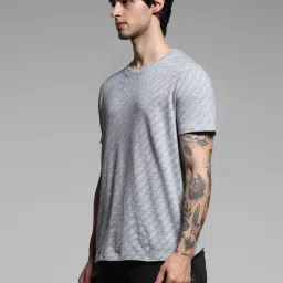 Jack & Jones Grey Cotton Regular fit Jacquard T-Shirts image 3